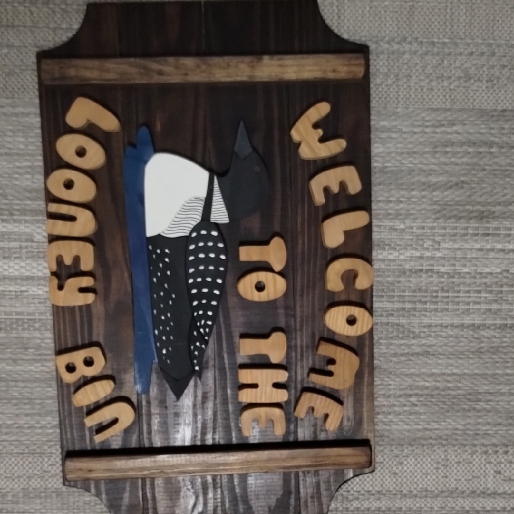 Rustic Welcome Sign with Loon Design - Picture 5 of 6